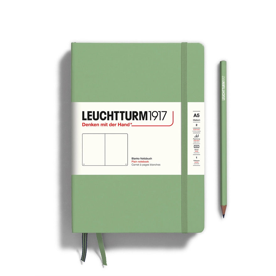 Notebooks - Medium (A5) Sage Hardcover Plain by Homeportonline