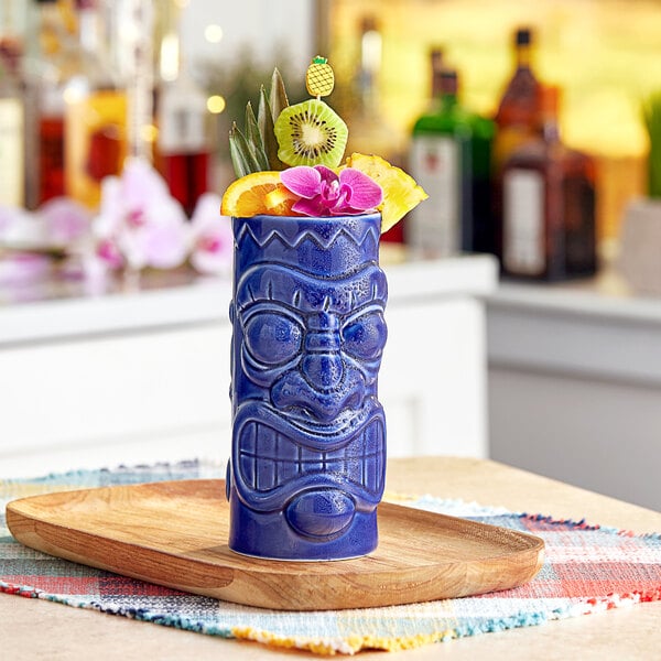 Acopa 21 oz. Blue Ceramic Tiki Mug by Homeportonline