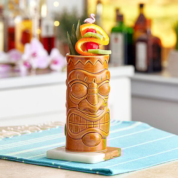 Acopa 21 oz. Brown Ceramic Tiki Mug by Homeportonline