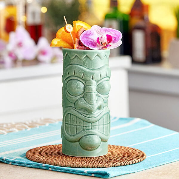 Acopa 21 oz. Green Ceramic Tiki Mug by Homeportonline