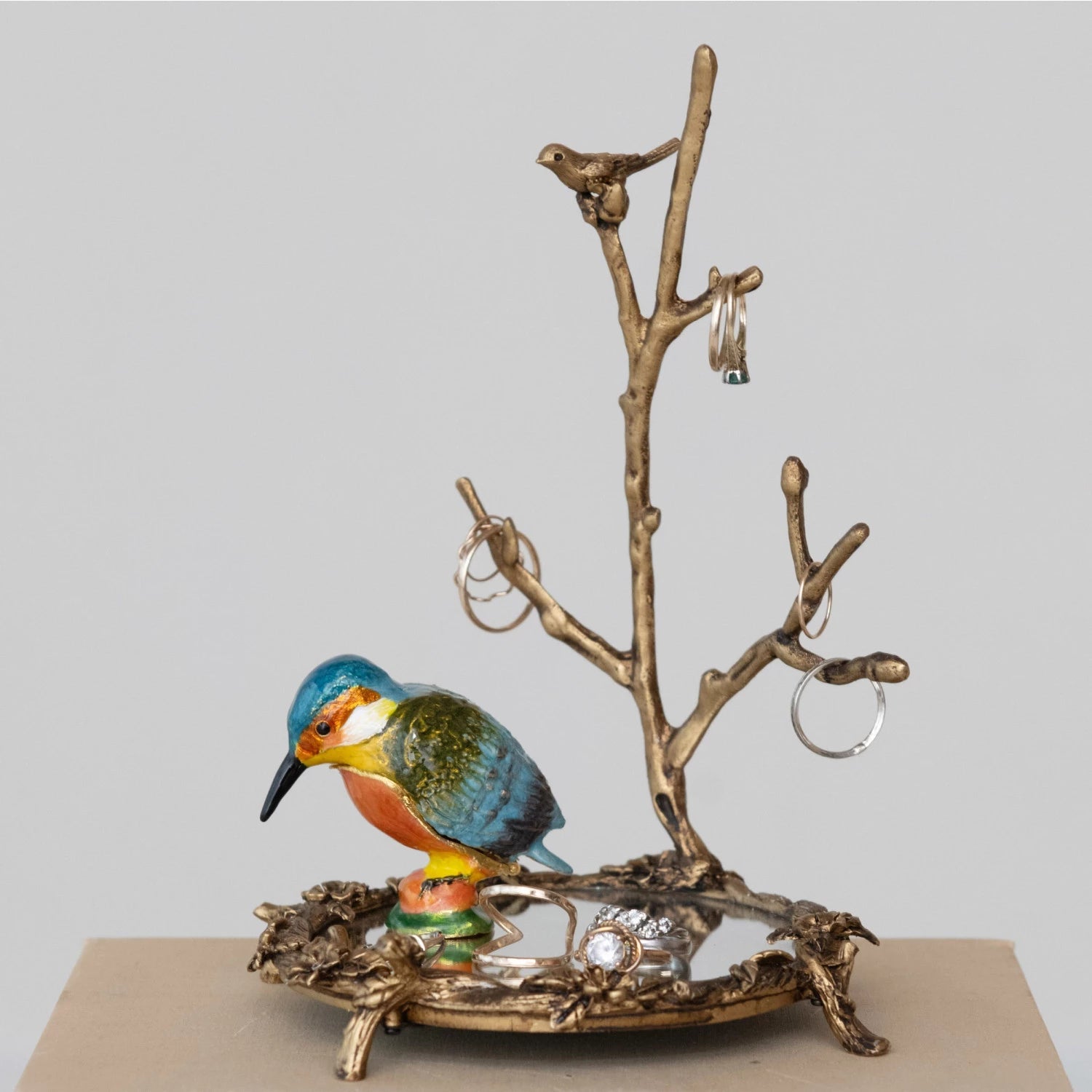Trinket Box Enameled Metal Kingfisher 2.25"h by Homeportonline