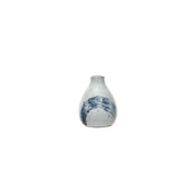 Vase Hand-Painted Stoneware Blue & Cream Medium by Homeportonline