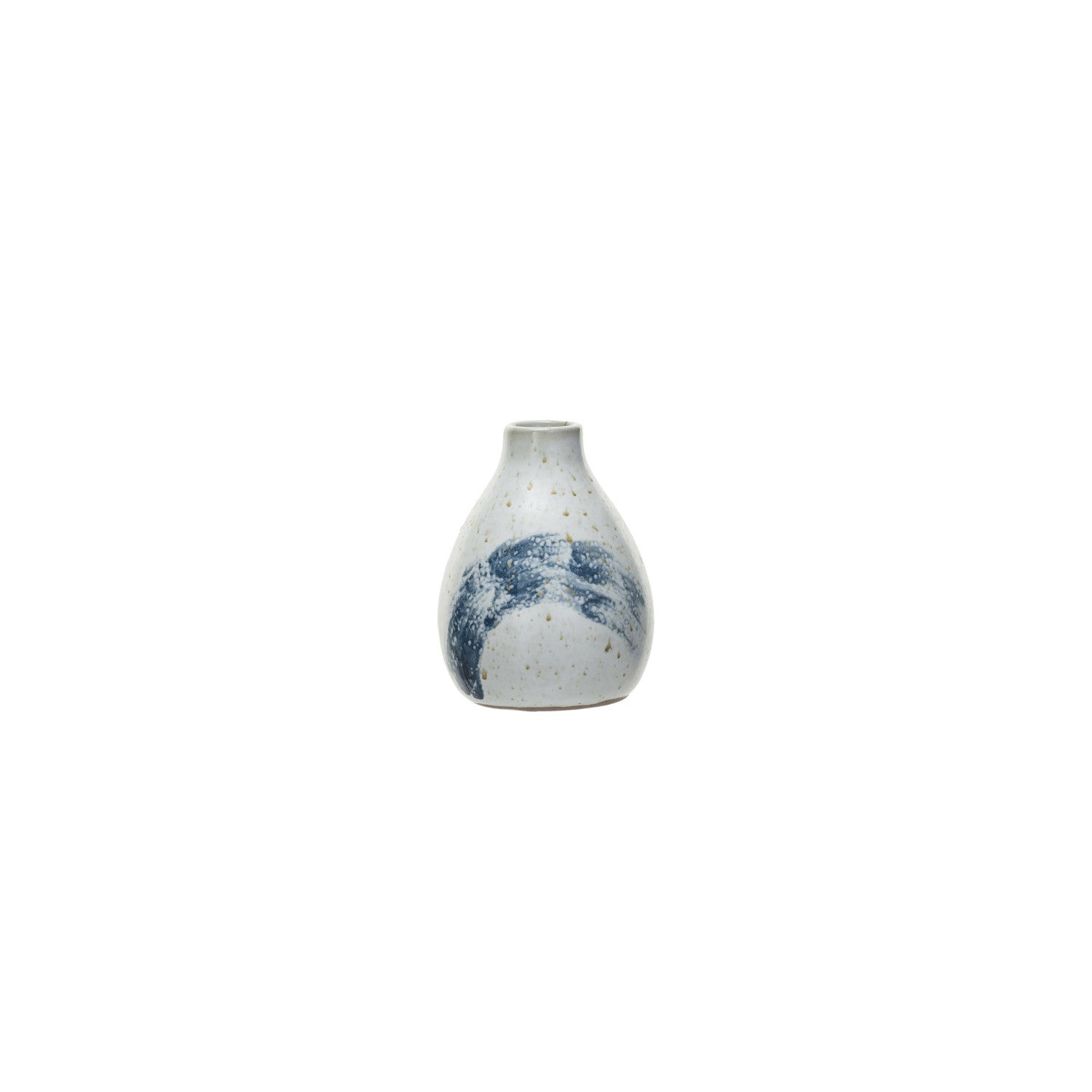 Vase Hand-Painted Stoneware Blue & Cream Medium by Homeportonline