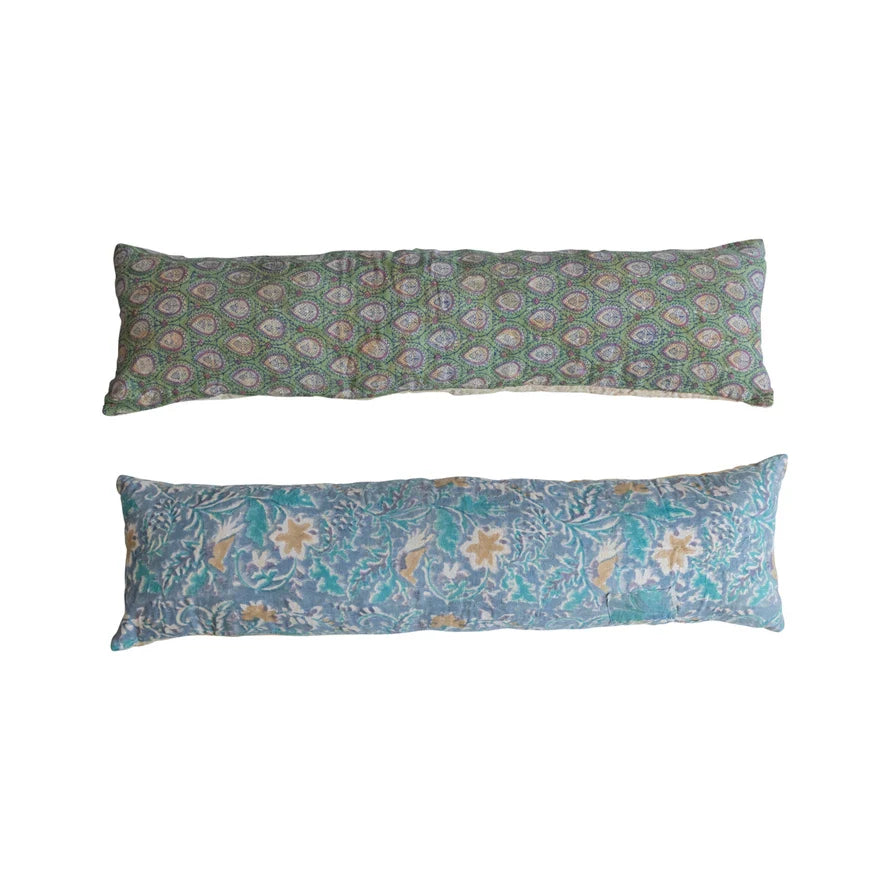 Throw Pillow Lumbar Vintage Cotton Kantha Reversible 2 Styles Varied (Sold Individually) by Homeportonline