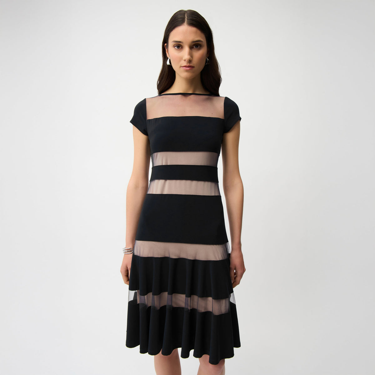 Joseph Ribkoff Fit and Flare Dress with Mesh Inserts
