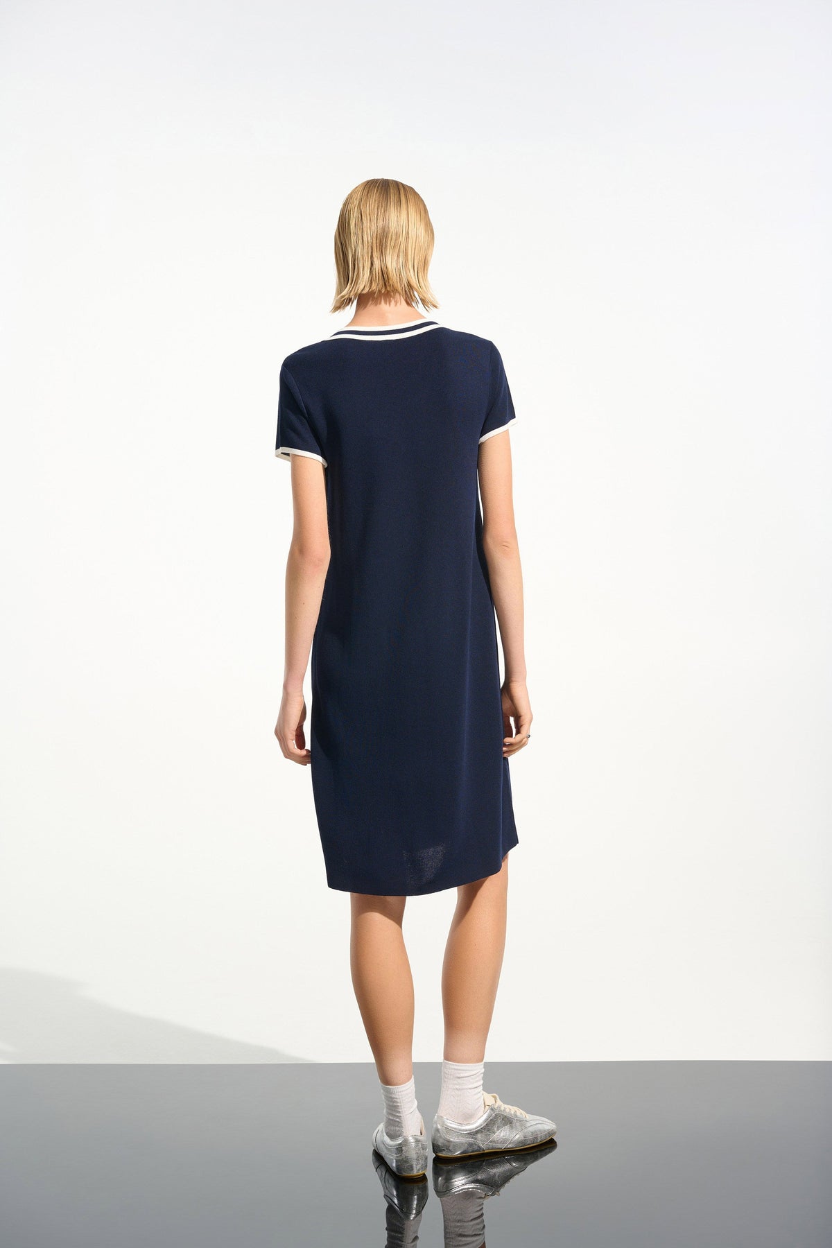 Joseph Ribkoff Viscose Knit A-Line Dress With Rib Trim