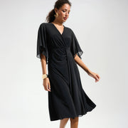 Joseph Ribkoff Silky Knit Fit and Flare Dress With Chiffon Draped Sash