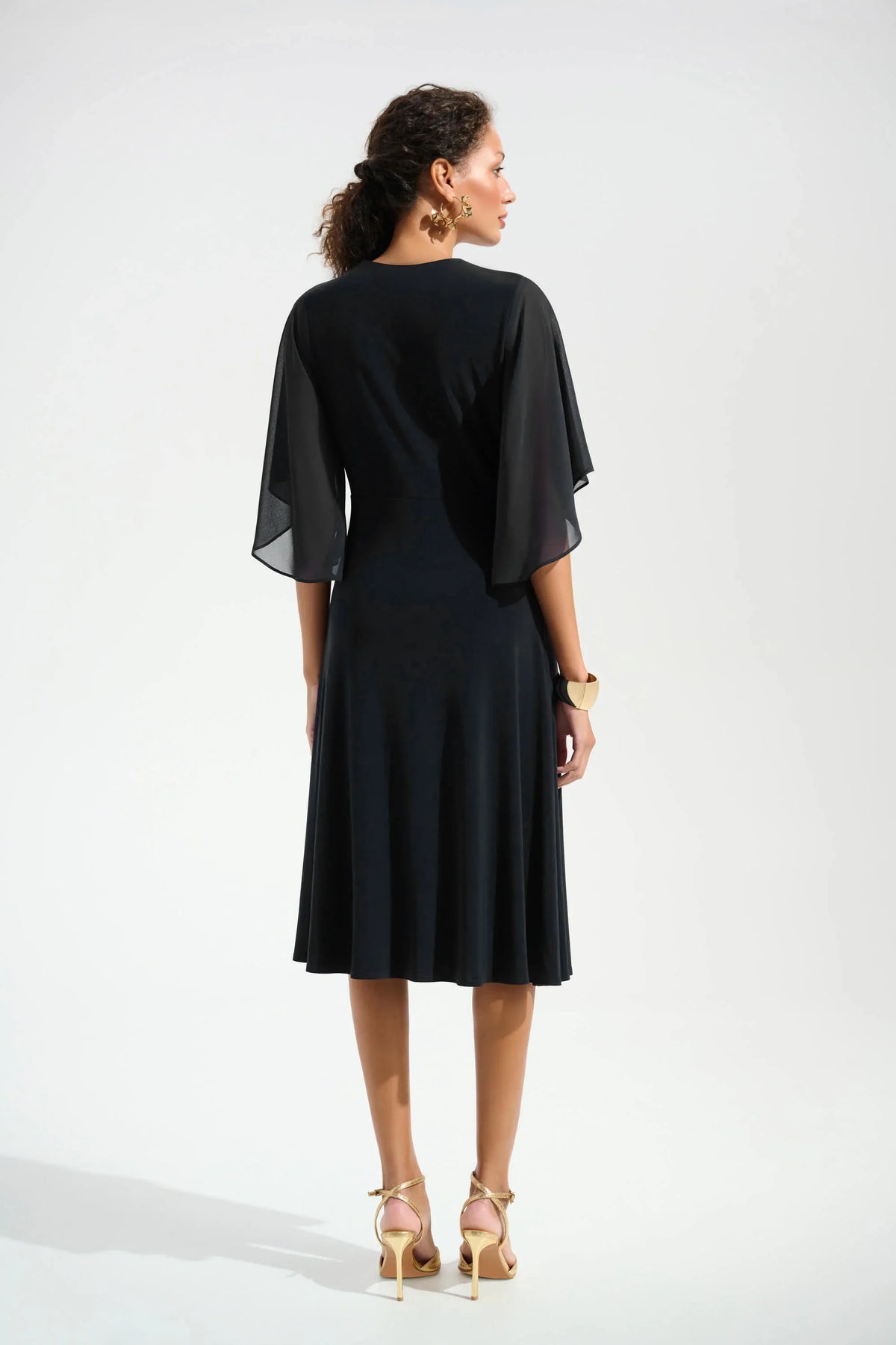 Joseph Ribkoff Silky Knit Fit and Flare Dress With Chiffon Draped Sash