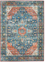 Washable Markum Teal and Rust Rug 5ft x 7ft by Homeportonline