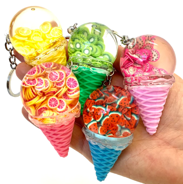 Keychain Charm Ice Cream Cone Floaty Fruit (Sold Individually) by Homeportonline