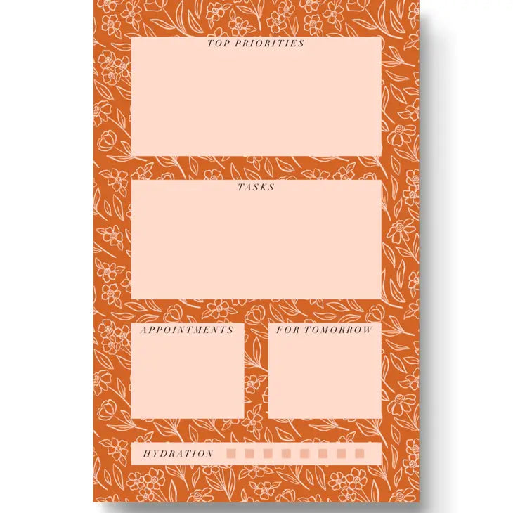 Terracotta Floral Daily Planner Notepad, 8.5x5.5 in. by Wild Lark