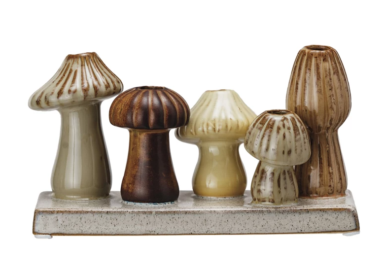 Vase Stoneware Mushrooms Shaped 5 Shapes on Base by Homeportonline