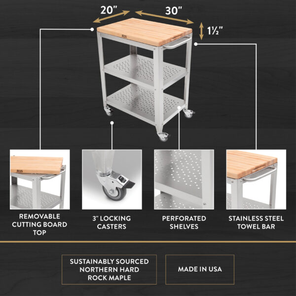 Kitchen Cart Island Cucina Culinart Maple Top by Homeportonline