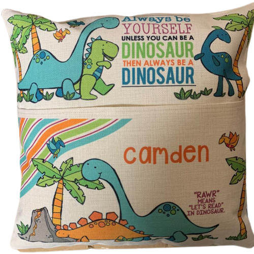 Dinosaur Reading Pillow by SidePony Boutique