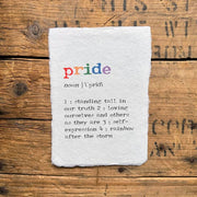 Pride Definition Print in Typewriter Font On Handmade Paper