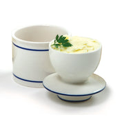 Butter Bell Keeper Crock Stoneware White (Accent Blue) by Homeportonline