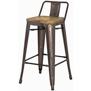Metropolis Wood Seat Low Back Counter Stool 26in Gunmetal by Homeportonline