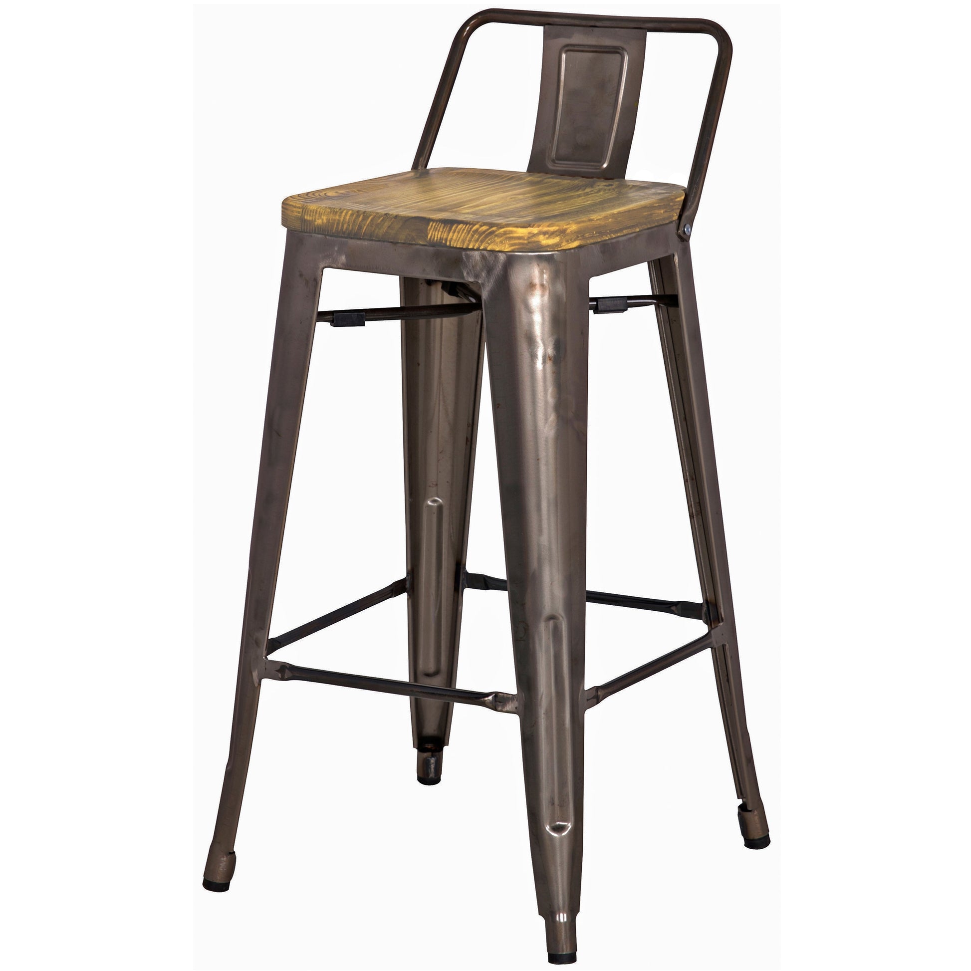 Metropolis Wood Seat Low Back Counter Stool 26in Gunmetal by Homeportonline