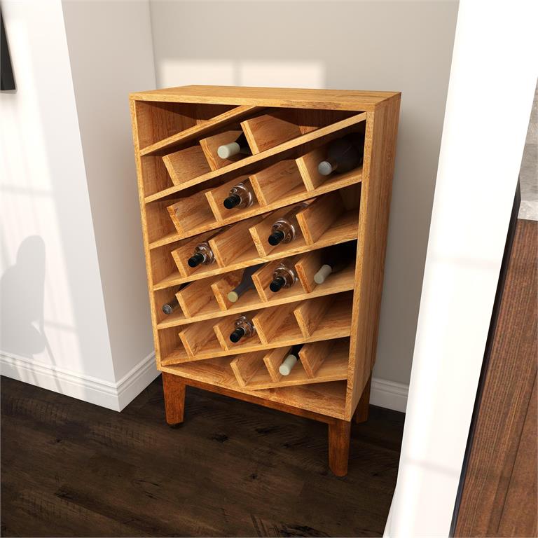 Brown Mango Wood Standing Wine Rack - 30 Bottles by Homeportonline