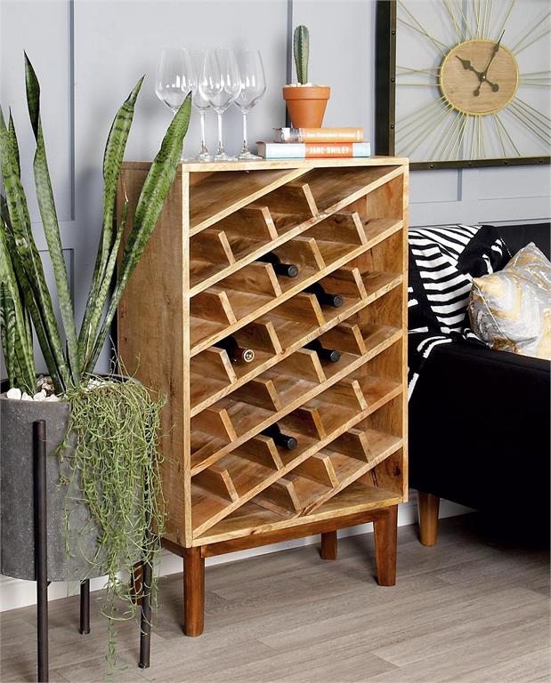Brown Mango Wood Standing Wine Rack - 30 Bottles by Homeportonline