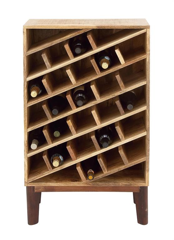 Brown Mango Wood Standing Wine Rack - 30 Bottles by Homeportonline