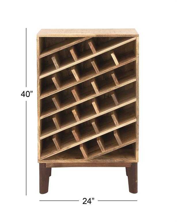 Brown Mango Wood Standing Wine Rack - 30 Bottles by Homeportonline
