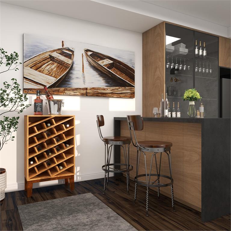 Brown Mango Wood Standing Wine Rack - 30 Bottles by Homeportonline