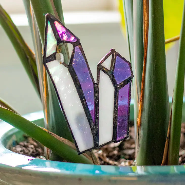 Stained Glass Crystal Plant Stake - Cluster 2