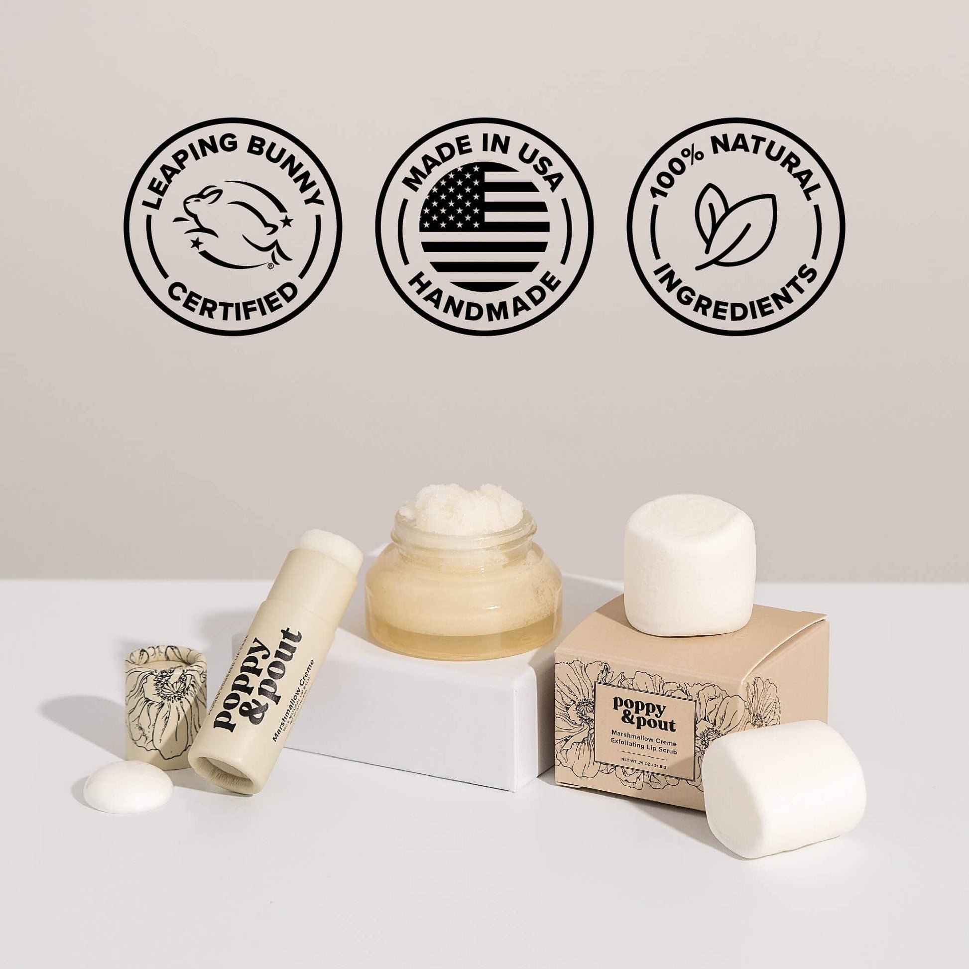 Poppy & Pout Lip Balm, Marshmallow Creme by Dear Lucy