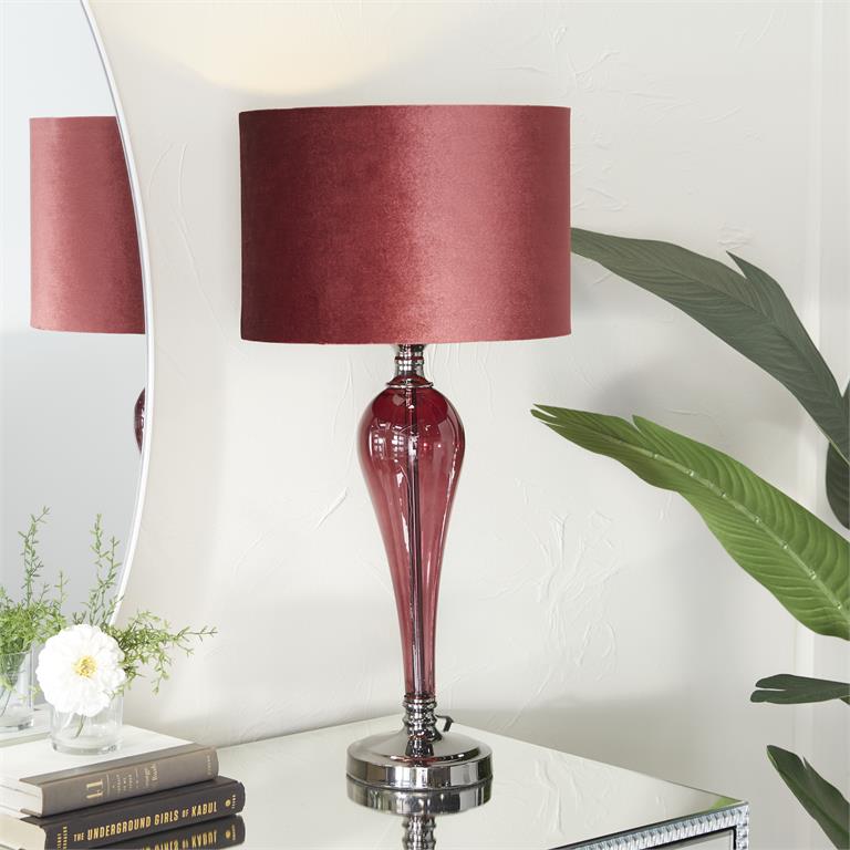 Red Velvet Glam Table Lamp by Homeportonline