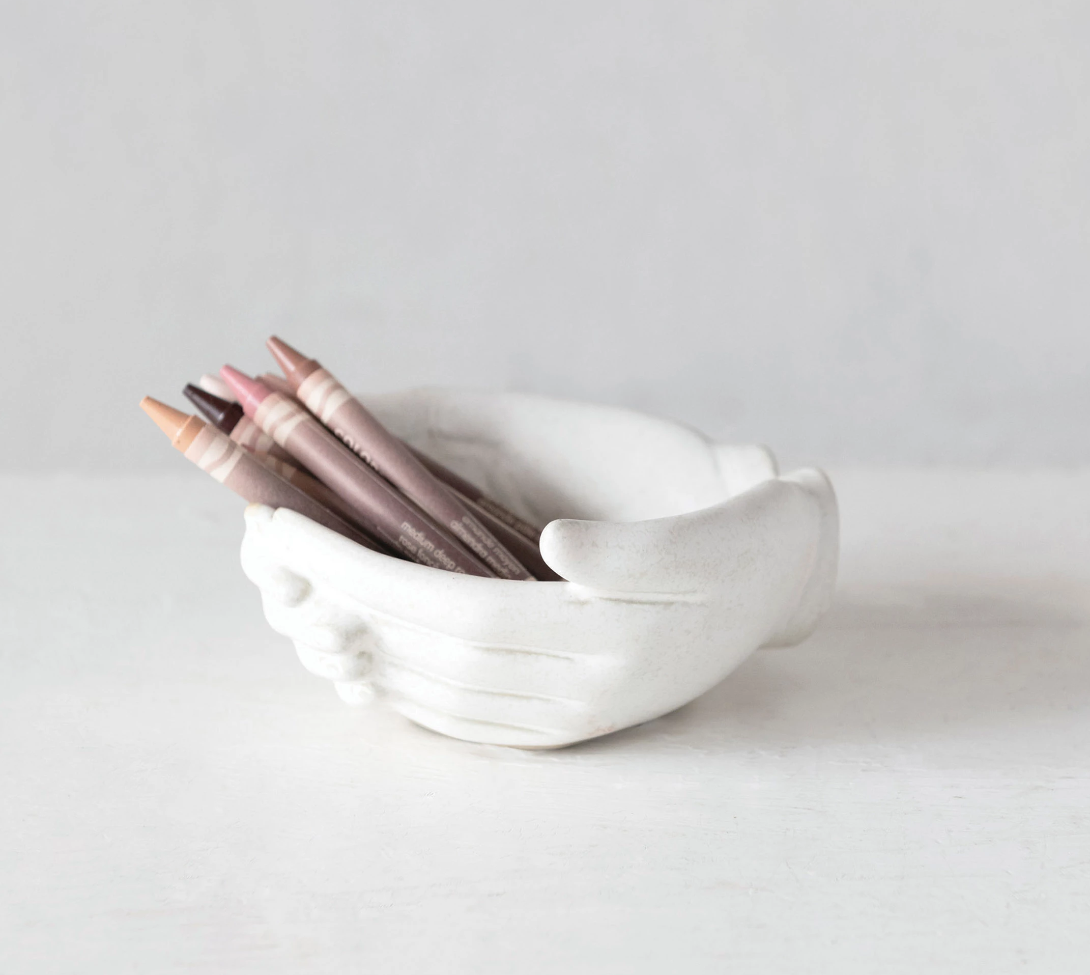 Decorative Bowl Stoneware Hands White 5" x 4.5" by Homeportonline