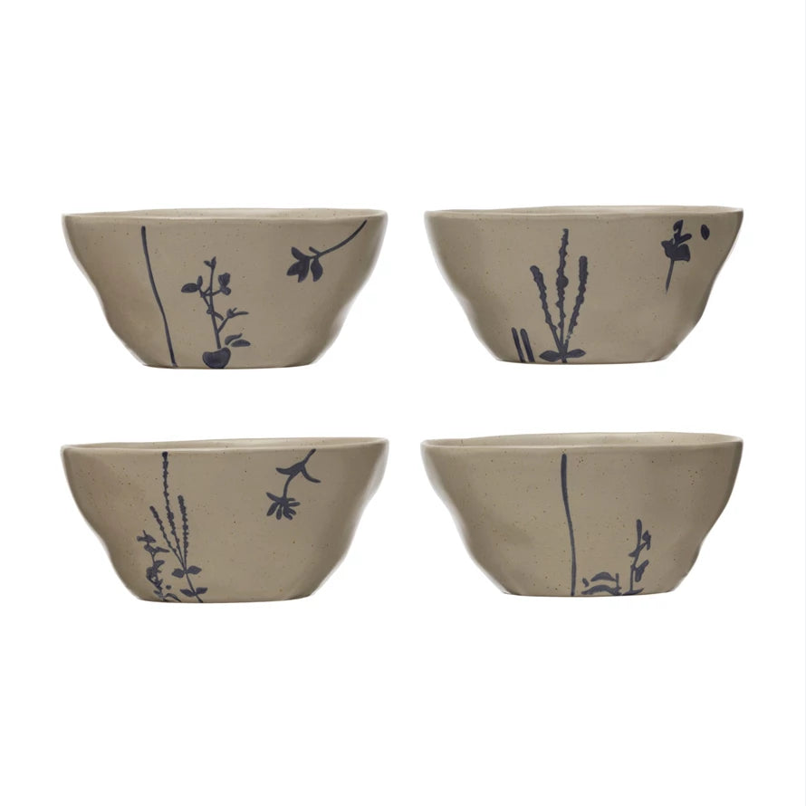 Stoneware Bowl w/ Debossed Pattern (Each One Will Vary) by Homeportonline