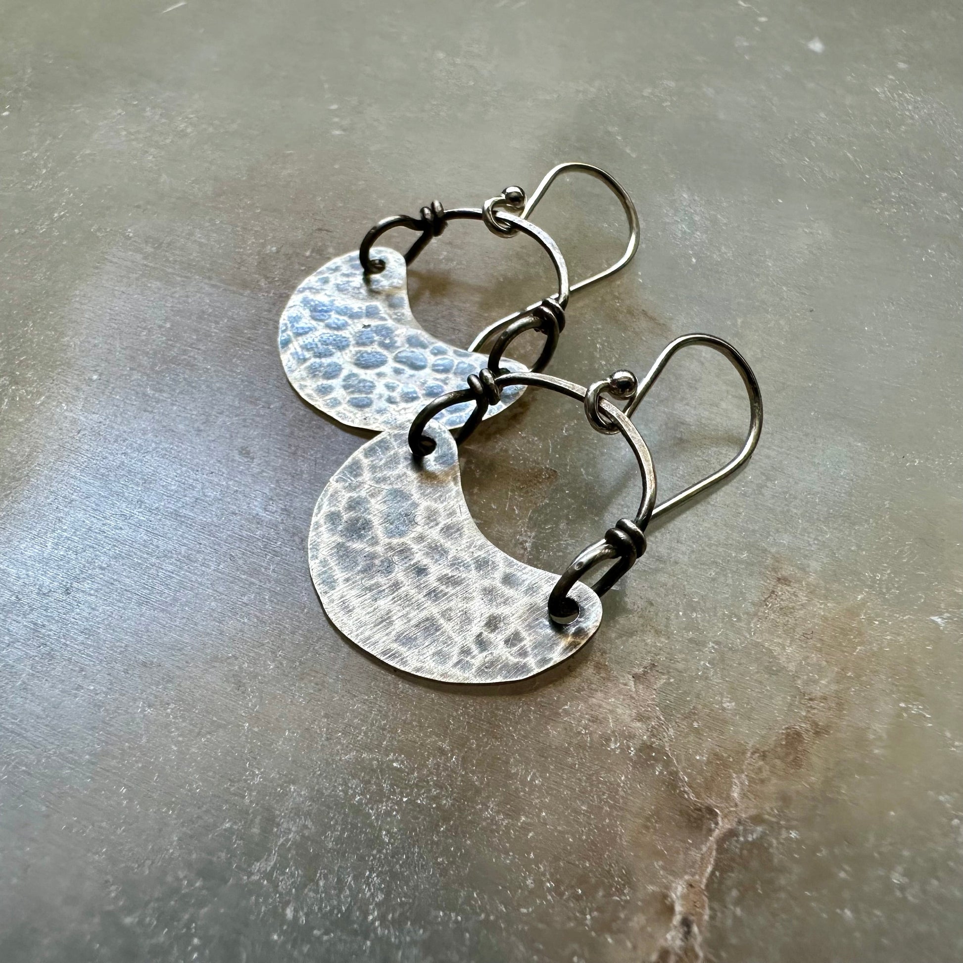 Silver Crescent Earrings by jenkahnjewelry