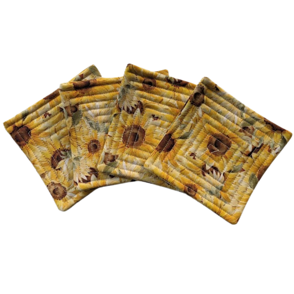 Country Sunflower Quilted Coasters