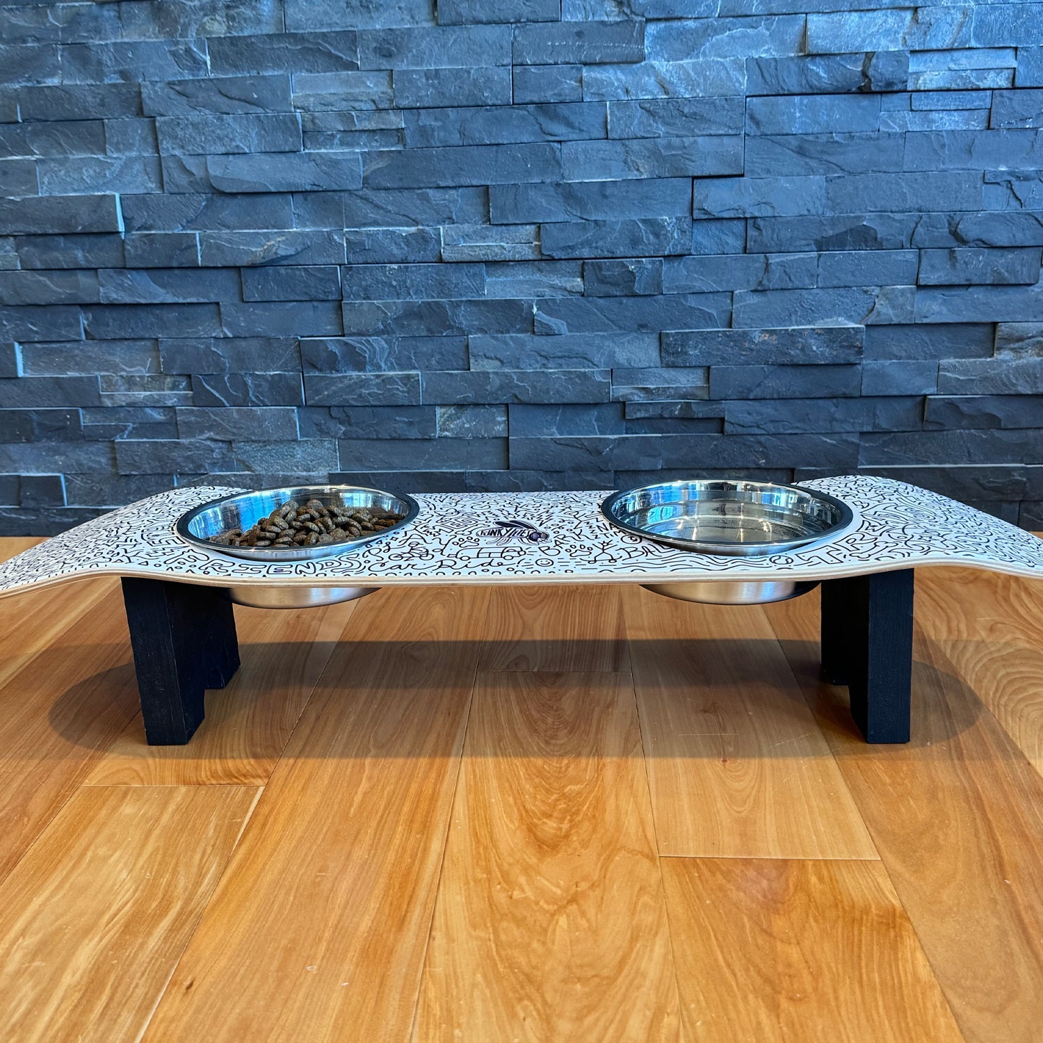 Doodles - Elevated Skateboard Dog Feeding Stand with 2 Bowls