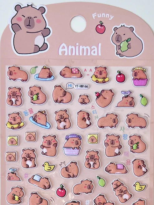 Stickers Puffy Capybara Fruit & Duckies by Homeportonline