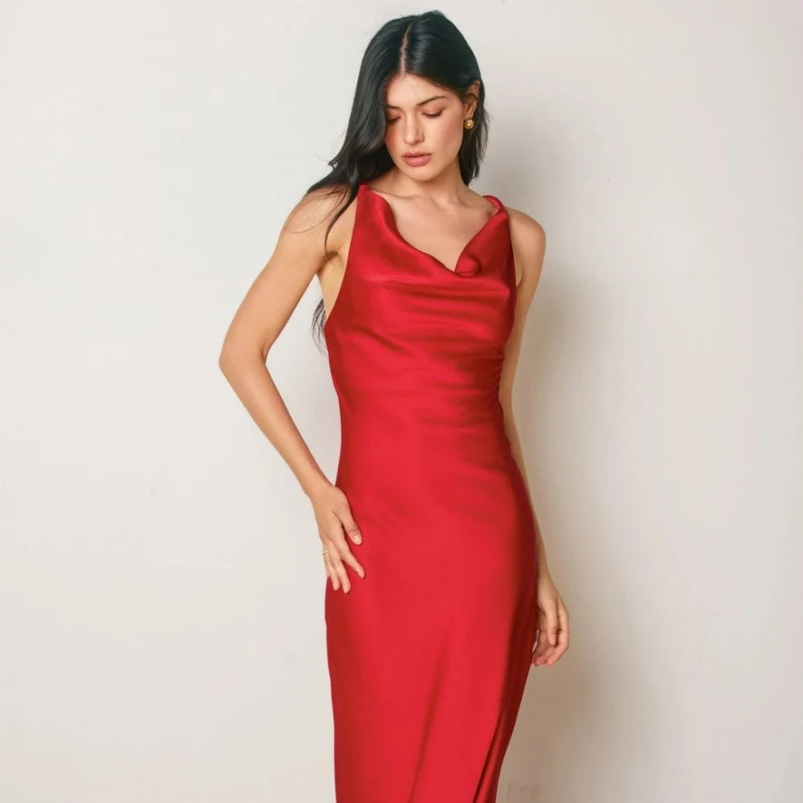 Dress Forum Satin Twisted Strap Maxi Dress