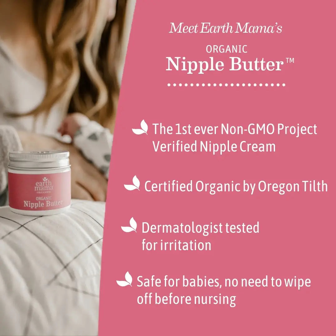 Earth Mama Organic Nipple Butter | Non-Sticky, Lanolin-Free, Non-GMO