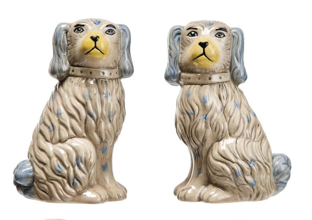 Vase Stoneware Vintage Reproduction Dog Grey 8"h (Sold Individually) by Homeportonline