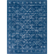 Cesar 5'3" X 7' Rug Center Diamond Stripe Tile Border Blue by Homeportonline