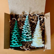 Christmas Tree Beeswax Candle- Snowy