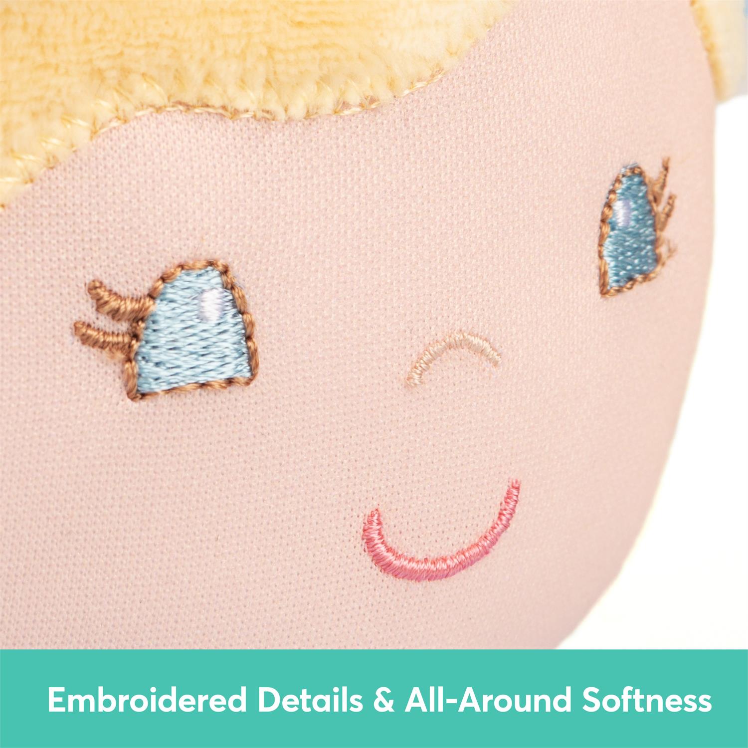 Plush Baby Doll Sustainable Aster Dressed In A Blue Onesie by Homeportonline