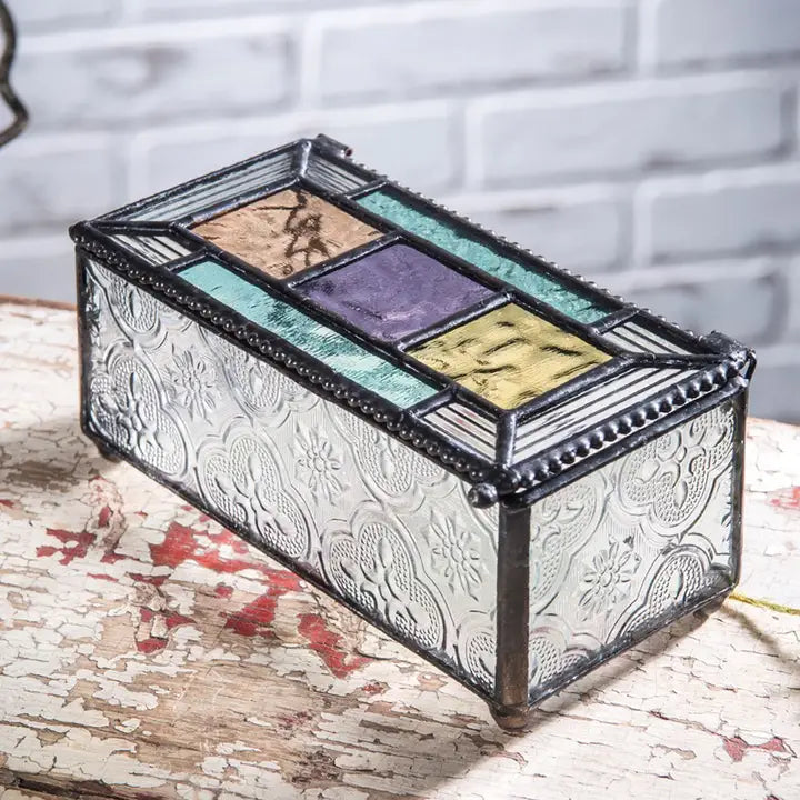 Colorful Stained Glass Decorative Jewelry Keepsake Box