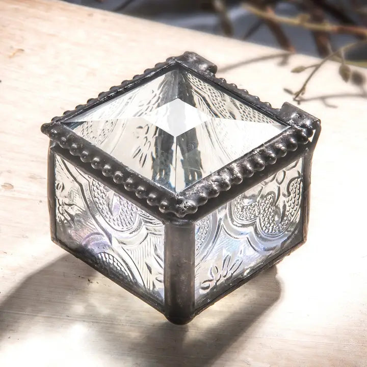 Vintage Stained Glass Ring Jewelry Box