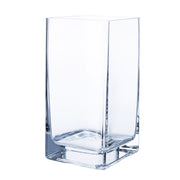 Clear Glass Vase Square 4x4x8in by Homeportonline
