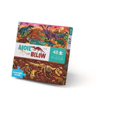 Crocodile Creek Above + Below 48-Piece Jigsaw Floor Puzzle - Fun Floor Puzzles for Kids Ages 4-8 - Heavy-Duty Shaped Box for Storage - Dinosaur World - 18 x 24 inches Finished