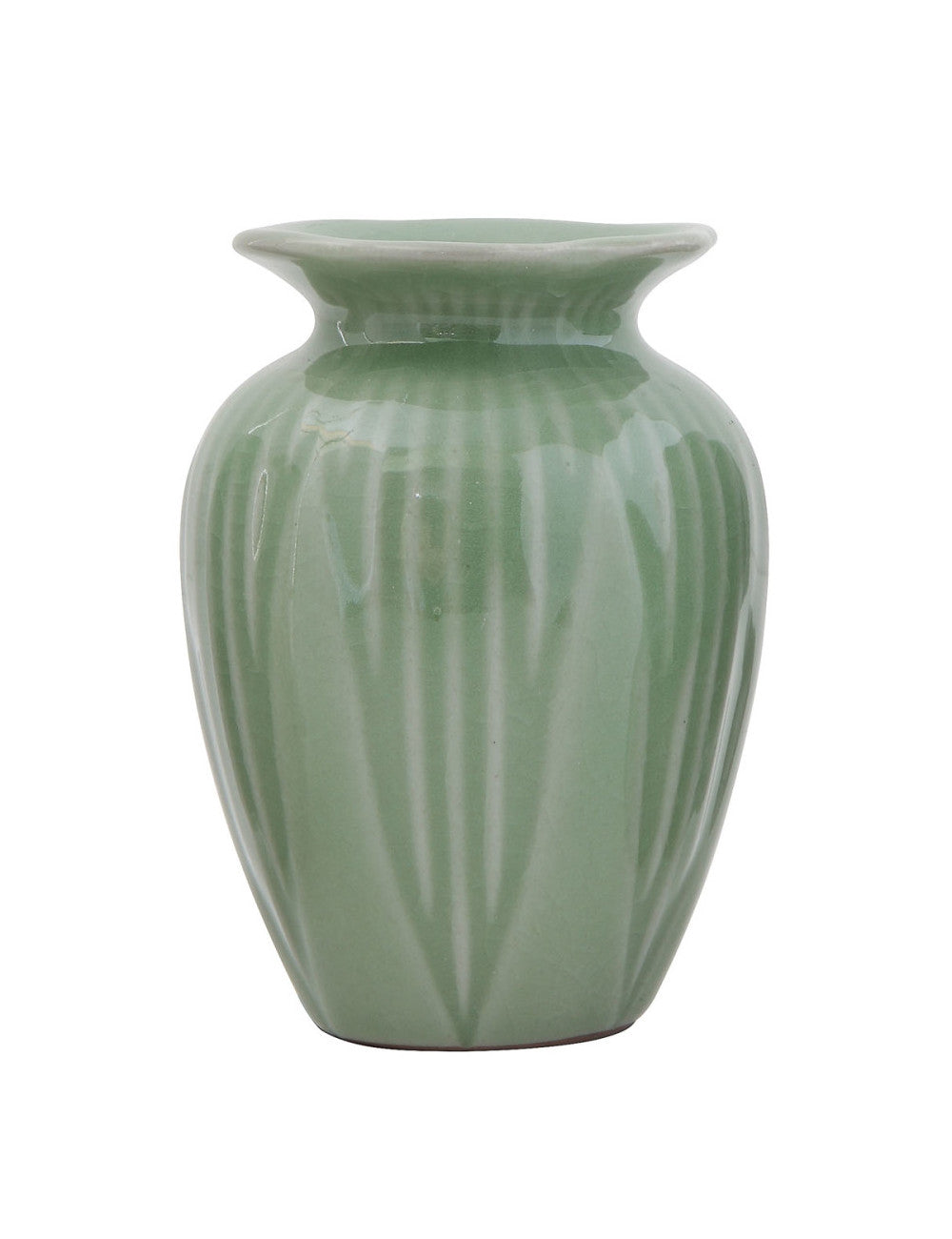 Vase Stoneware Crackle Glaze Jade Trumpet by Homeportonline