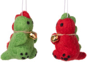Ornaments - Assorted Mini Felt Dinosaurs Red & Green (Sold Individually) by Homeportonline