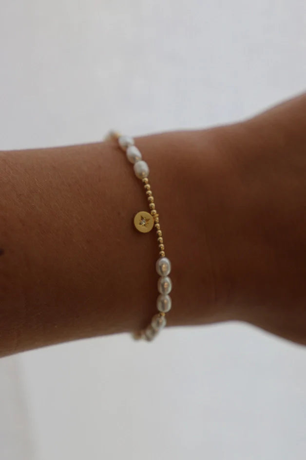 Pearl Beaded Star Medallion Bracelet