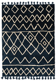 Marrakech Zag Ivory and Blue Rug 5ft x 7ft by Homeportonline